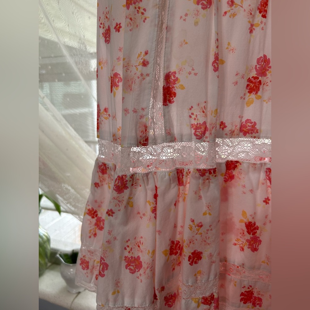 Cotton Pink Floral Maxi/Midi Dress - Picture 3 of 7